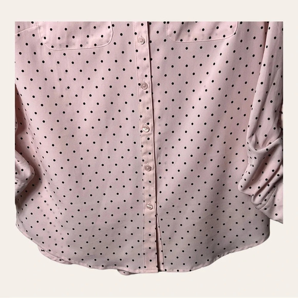 1130. Talbots BUTTON UP TOP POLKA DOTS PATTERN PINK/BLACK IN COLOR SIZE SMALL‎ - Picture 4 of 9